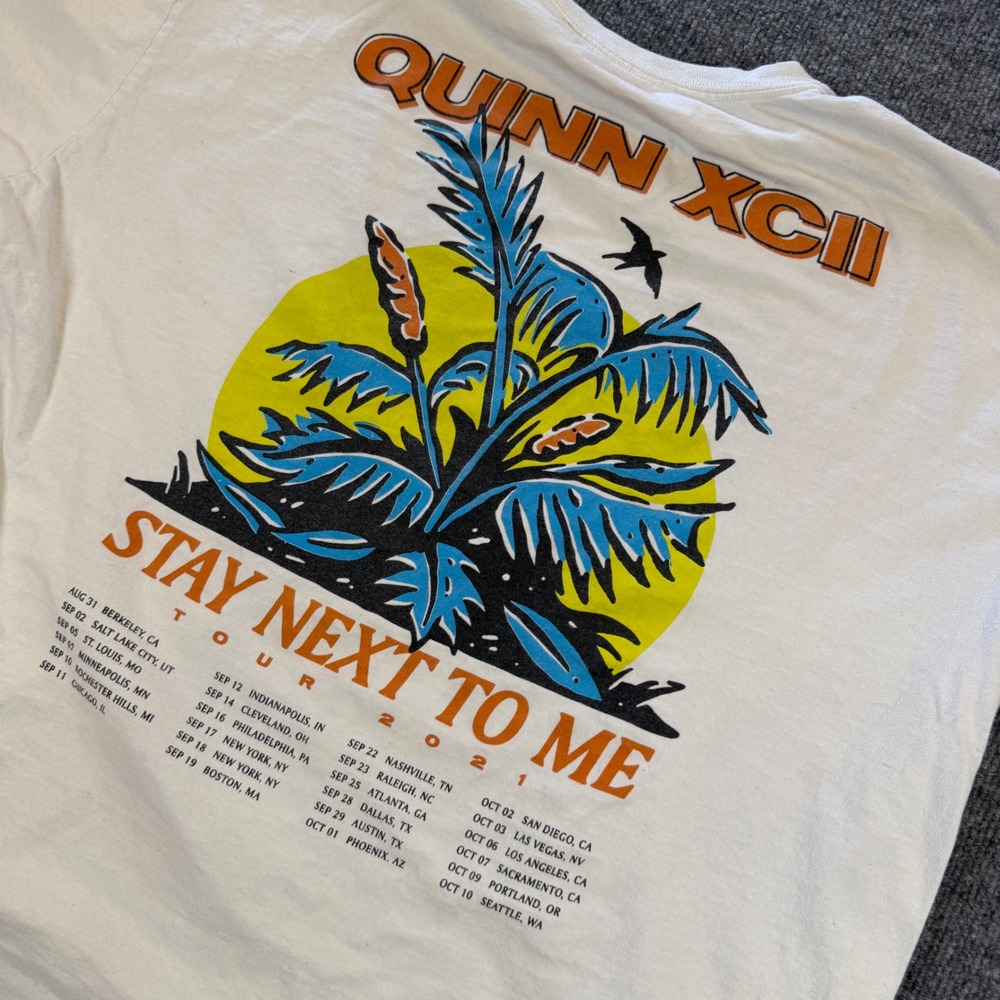 Quinn XCII Stay Next To Me Tour 2021 Graphic Cotton T-Shirt White Size 2XL